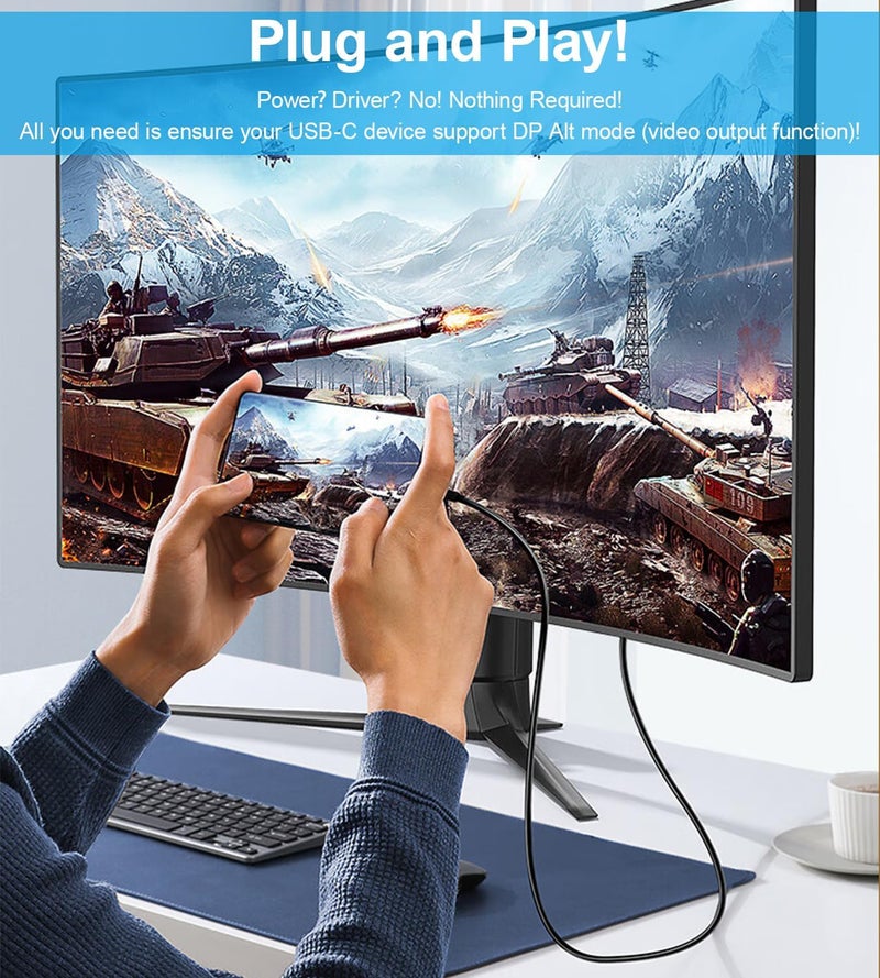 Herfair USB C to VGA 6 Feet Cable, USB-C to VGA Adapter for Monitor, Type-C to 15Pin D-Sub Video Cord Thunderbolt3 Compatible with iPhone 15 Pro, MacBook Pro/Air 2023, iPad Pro, XPS 17, Surface Book 3, More - Image 2